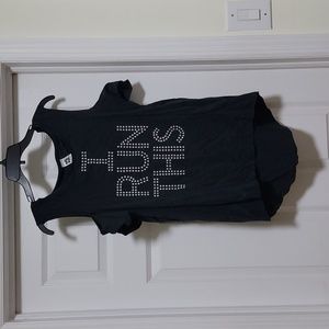 Zumba Fitness I Run This Cold Shoulder Black Tee in Medium